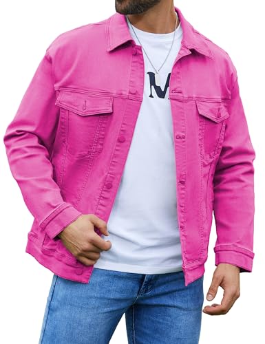 Image of Bindefon Denim Jackets for Men Trucker Jean Jacket Unlined Coats Spring Fall Outfits