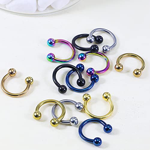Kridzisw 16G Septum Nose Rings Eyebrow lip Rings Lobe Earrings Hoop 316L Surgical Steel Cartilage Helix Tragus Rook Daith Earrings Hoops Piercing Jewelry for Women Men 6mm 8mm 10mm 12mm 14mm 16mm4