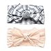Baby Bling 2 Pack: Patterned Stripe and Classic Knot Girls Baby Headbands - Peach/Grey Stripe