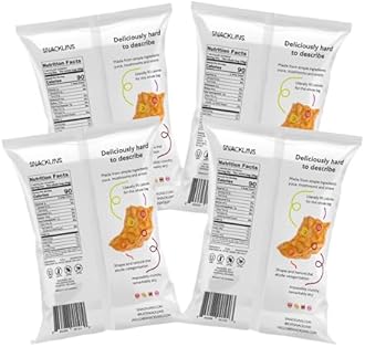 SNACKLINS Plant Based Crisps 4 Flavor Variety - Nacho, BBQ, Teriyaki, Chesapeake Bay - Gluten Free, Grain Free, 100% Kosher, Crunchy Puffed Snack Only 90 Calories Per Bag - .9oz Bag (Case of 12)