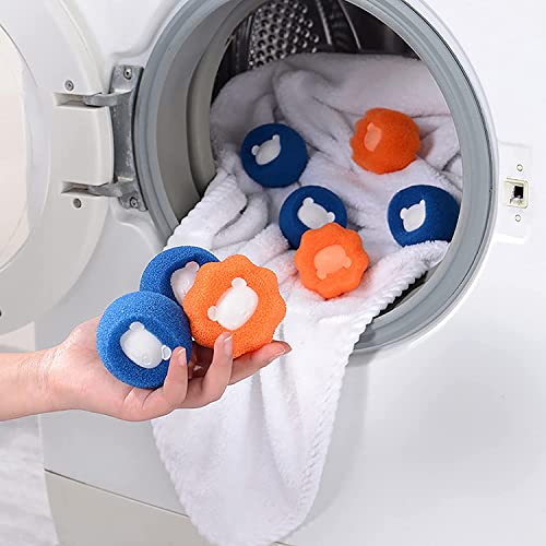 dryer ball hair remover - 4PCS Clothes Anti-Winding Adsorption Hair Removal Cleaning Ball, Dryer Ball for Clothing Dog Cat Pet Hair Remover,Reusable Hair Remover Washing Machine Hair Catcher Laundry Ball (Orange)