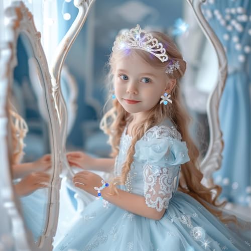 Pinksheep Prinzessin Dress Up für kleine Mädchen Gefrorene Spielzeug: Kinder Schmuck Spielzeug Mädchen 3 4 5 6 7 8 9 10 Jahre,Toddle Schmuck Box, Spielzeug Geschenk