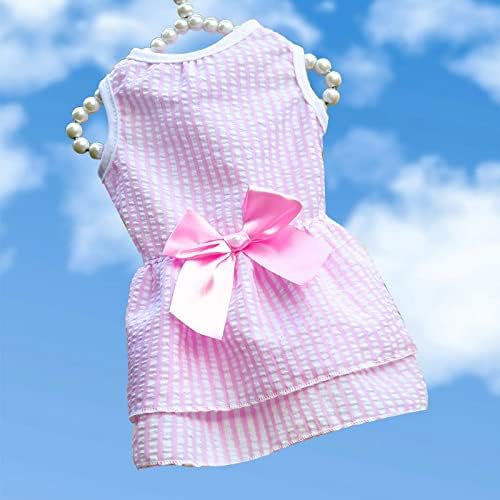 Pink Dog Dresses with Bowknot Tutu, Cute Fashion Pet Clothes for Small Dogs and Cats Puppy Kitty Girls (Large)