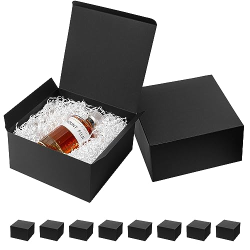 Mcfleet Black Gift Boxes with Lids 10x10x5 Inches 10 Pack Groomsmen Proposal Cardboard Gift Box for Presents Christmas Wedding Graduation Holiday Birthday Craft Present Packaging