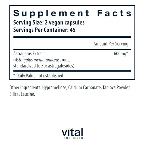Vital Nutrients VNAS Astragalus Root Extract - Vegan Formula - Herbal Support For The Immune System - 90 Vegetarian Capsules Per Bottle thumb #1