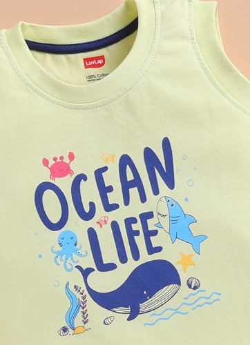 Image of LuvLap Baby Boys 100% Cotton Sleeveless Boys Tank Top & Shorts Set Pack of 3