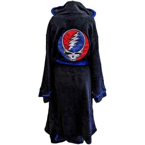 Image of Grateful Dead Bathrobe Steal Your Face Band Logo Official Black Unisex S