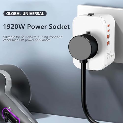 Image of rts 8A Universal Travel Socket Universal Travel Adapter All in One | 1920W Heavy Duty Power | Travel Essentials 200+ Countries - Europe /US /UK /AU /Asia etc. | International Worldwide Socket Accessories