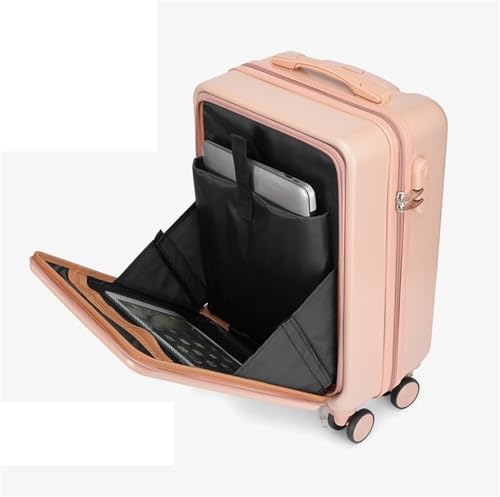 Suitcase Front Opening Trolley Case Hardside Luggage Universal Wheel Suitcase Durable Luggage(A,24in)2