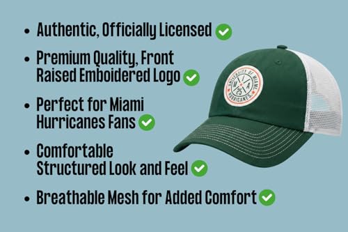 Gorra Ajustable Miami Hurricanes Verde/Blanco miniatura 7