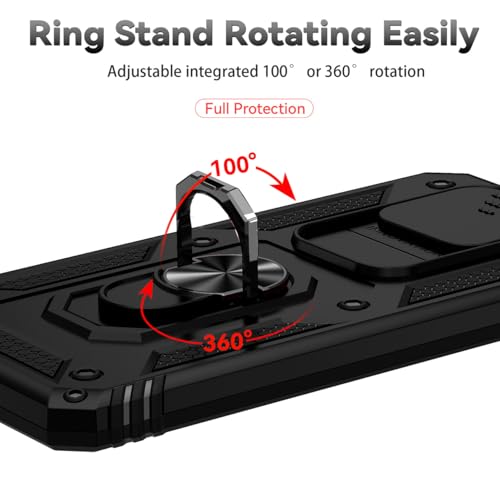 Tothedu Case for Galaxy J7 Prime/Samsung J7 Prime Case with Slide Camera Cover, Built-in 360° Rotate Ring Kickstand Magnetic Shockproof Phone Cover for Samsung Galaxy J7 Prime Black by Tothedu - Image 5