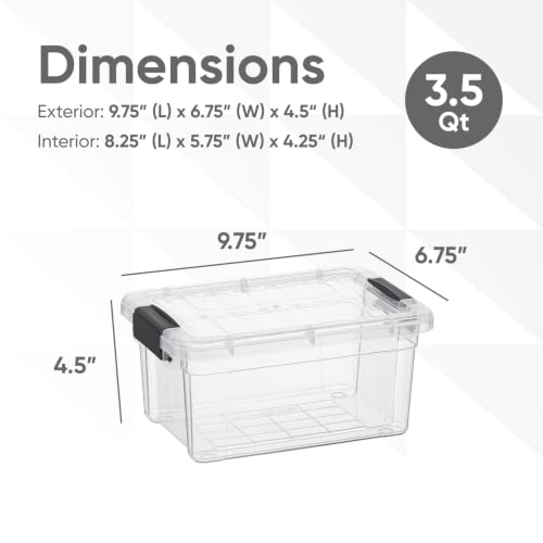 Image of Superio Clear Storage Boxes with Lids, 3.5 Quart Plastic Container Bins for Organizing, Stackable Crates, BPA Free, Non Toxic, Odor Free, Organizers for Home, Office and Dorm, 5 Pack