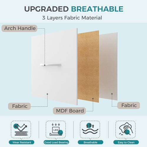 Image of OLIXIS White Dresser for Bedroom, Wide Chest of Drawers for Clothes Storage | Fabric Bedroom Dresser with 5 Drawers, Storage Organizer Unit with Fabric Bins, Wooden Top, Living Room