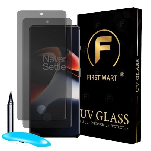 Image of FIRST MART Anti-Spy UV Tempered Glass for OnePlus 11R & Oneplus 11 | 9H Curved Display Screen Guard, Fingerprint Compatible | Pack of 2