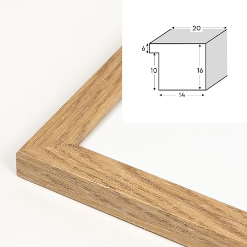 FRAMAI® Bilderrahmen 50x50 cm Eichenfarbe, MDF Umweltfreundlichem Rahmen mit Bruchsicheren Plexi, Aufhänger und Aufsteller – Ansicht 6