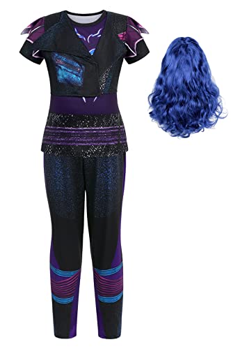 Henzworld Descendants Mal Clothes Princess Costume Halloween Dress Up Pretend Play Fancy Birthday Party Kids Christmas Gift Devil Clothes Short Sleeve Pants Outfit 9-10 Years #TOP9