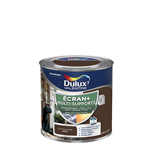 Dulux Valentine PANTALLA + MULTI-SUPPORTES EXTERIORES - Pintura en fase acuosa para exterior e interior - Satén Marrón Normandía 0,25 L Dulux Valentine PANTALLA + MULTI-SUPPORTES EXTERIORES - Pintura en fase acuosa para exterior e interior - Satén Marrón Normandía 0,25 L