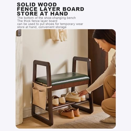 Banc Porte-Chaussures Moderne en Cuir Bois Meuble Rangement