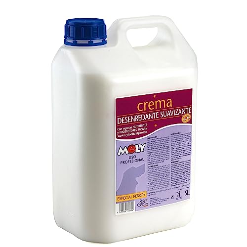 Moly Crema Suavizante Profesional 5 litros para Perros y Gatos | Formato Ahorro para Peluquería Canina | Desenredante con Colágeno | Hidrata Pelo Largo y Denso | Apto para Uso Frecuente