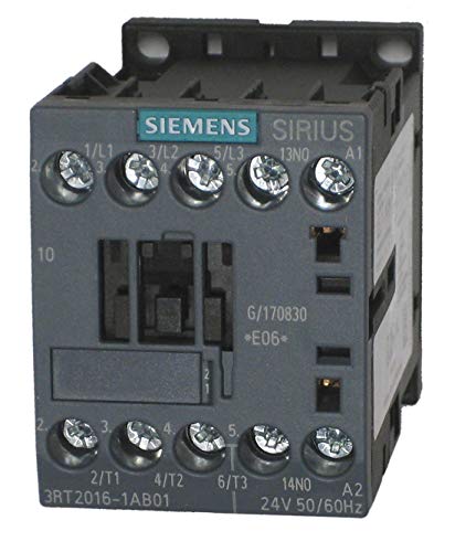 Siemens 3RT2016-1AB01, 3 Pole, 9 Amps, 24VAC Coil, IEC Rated Contactors
