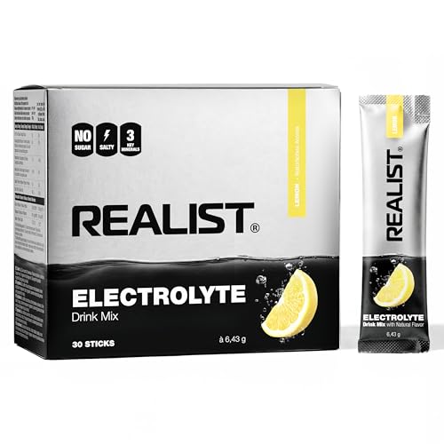 REALIST® Elektrolyten Zonder Suiker [30 STICKS] Elektrolyten Suikervrij, Elektrolyt Poeder Sport & KETO - 1000 mg Natrium, 330 mg Kalium, 60 mg Magnesium - Snelle Hydratatie, Gemaakt In Oostenrijk