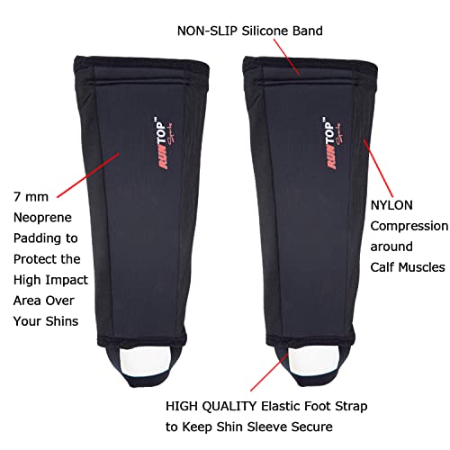 Runtop(Single)Shin Sleeves For Rope Climbing Shin Guards Sleeves For Deadlifting Weightlifting Powerlifting Cross Fitness Training Box Jumping Compression Leg Calf Protector Men Women(Black Single, L) #TOP1