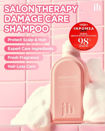 Image of JENNYHOUSE Salon Therapy Damage Care Shampoo - Korean Beauty Hair Strengthening Nourishing with Collagen, Panthenol - Floral Scent - Healthy Scalp & Hair Care, 16.9 fl.oz