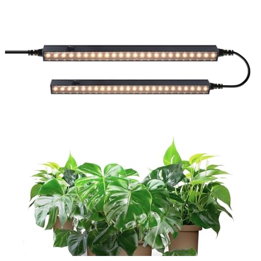 HORIFEN Erstellbar 10W LED Pflanzenlampe Wachstumlampe 2-Stufe Helligkeit für Zimmerpflanzen Hydroponik Gewächshaus 12 Barrina T5 1FT Grow Lampe, Gelbes Vollspektrum Pflanzenlampen, 10W (2 x 5W), Magnetische Schwarze Abdeckung LED Pflanzenlicht, Verkettbar, Stecker und Spiel, 2er-Pack