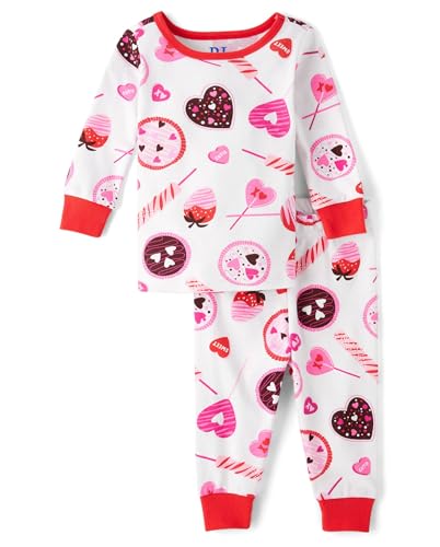 Image of The Children's Place baby-girls And Toddler Long Sleeve Top and Pants Snug Fit 100% Cotton 2 Piece Pajama Set