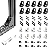 TOHIRA 3030 Series Aluminum Extrusion Corner Brackets - 10 Sets Black 90 Degree Angle Connectors for 8mm T-Slot, CNC/Robotics Frame Accessories