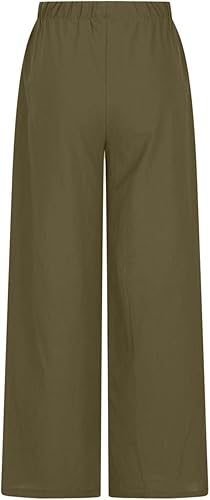 Miniatura 8 de NATHGAM Pantalones de yoga de pierna ancha para mujer 2023 cintura alta con cordón cómodos pantalones de lino pantalones casuales de entrenamiento