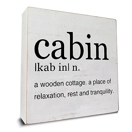 Cabin Definition Art Wooden Box Sign Rustic Farmhouse Cabin Desk