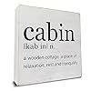Cabin Definition Art Wooden Box Sign Rustic Farmhouse Cabin Desk Decorative Wooden Sign Home Decor for Table Shelf 5 x 5 Inches