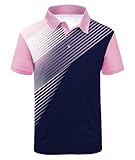 ZITY Mens Golf Shirt Short Sleeve Sport Moisture Wicking Performance Print Golf Polo Shirts for Men Collared Casual T-Shirt Pin Blue Large