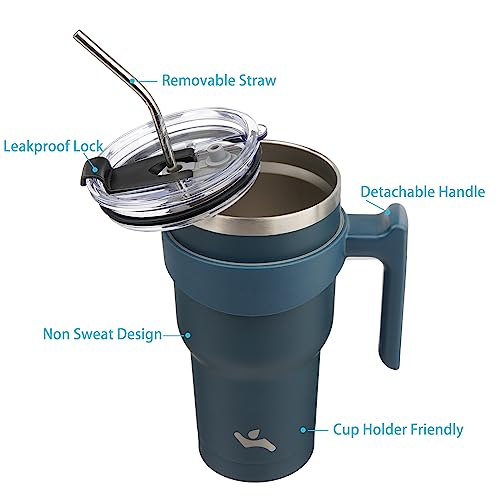 Image of Konokyo 30 oz Tumbler with Handle and Straw, Insulated Travel Mug