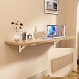 Wall Mounted Folding Table 40'x 16' Folding Table with Removable Heavy-Duty Brackets Support Up to 200 Pounds Folding Desk for Small Space Home Laundry Room Office Rv Suitable for Solid Wall (Wood)