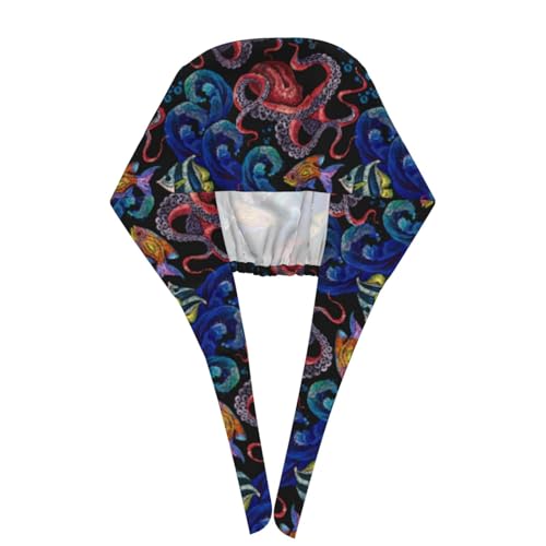 Image of Working Cap Scrub Cap with Sweatband Adjustable Unisex Women Tie Back Hat Nurse Surgical Caps