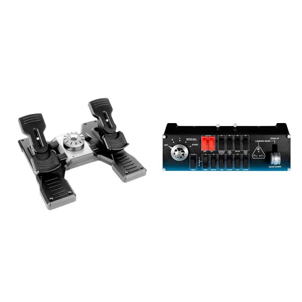Logitech G Saitek PRO Flight Rudder Pedals Pedaliera per Simulatori di Volo & Saitek PRO Flight Switch Panel Pannello Selettori