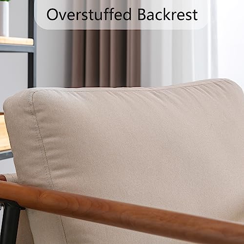 Anjhome Mid Century Modern Accent Chair, Fabric Lounge Chair With Steel Frame, Comfy Simple Upholstered Armchair For Living Room #TOP2