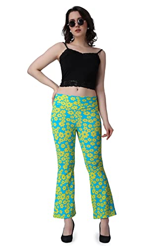Image of POPWINGS Casual Marble Print Bell Bottom Trousers for Women || Flare Fit Women Trousers for Summer || Stylish Western Regular Fit Casual Bell Bottom Trousers for Women