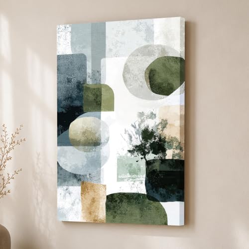 Image of Abstract Landscape Stretched Canvas Painting For Living Room | Malticolor Harmony Stretched Canvas Wall Art For Livingroom Home Decor, Bedroom, Hallway's, Office, Hotel - 56x86 cm