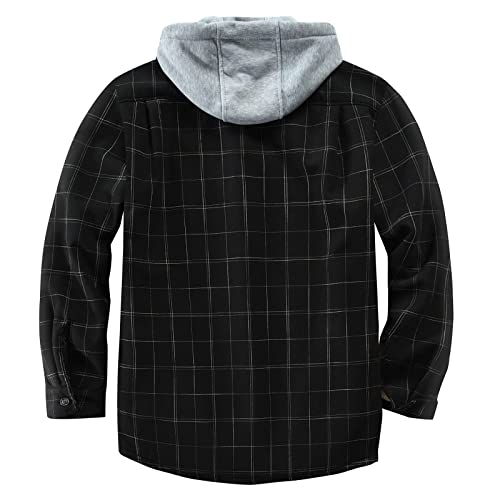 Image of Men's Cotton Plaid Shirt Jacket Fleece Flannel Sherpa Button Down