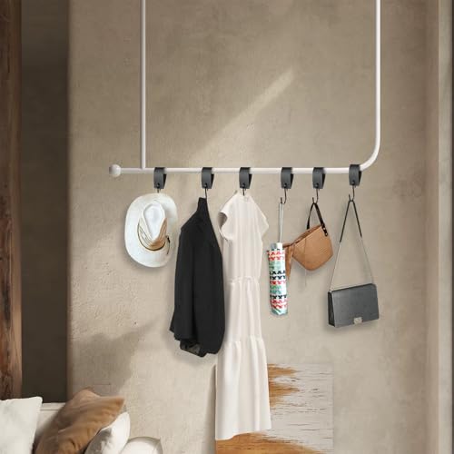 NVGVUP 6 Stück S Haken Mit Lederschlaufe, Schwarz Kleiderhaken, Haken zum Einhängen, Haken für Kleiderstange, Fleischerhaken Leder