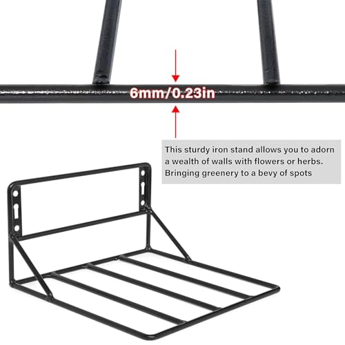 Image of Wall Mounted Metal Plant Stand - Iron Flower Pot Holder Shelf for Balcony, Garden & Indoor Decor - Pack of 2 (27x27x14 cm) (Black)