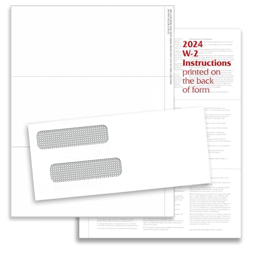image for NextDayLabels - W-2 3-Up Employee Tax Forms, Instructions on Back