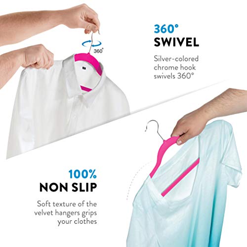 image for ZOBER Non-Slip Velvet Hangers - Suit Hangers (100-pack) Ultra Thin Spa