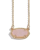 ZIIKAPO Handmade Natural Druzy Pendant Necklace 14k Gold-Plated Chain for Women (Pink Druzy)