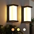 iYogaled Black Outdoor Light Fixtures Wall Mount, IP65 Waterproof Porch Lights Outdoor Wall Sconce, 2 Pack Rectangular Modern Exterior Lighting Fixtures for House Front Door,3-Color Temperature