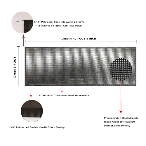 Image of RV Awning Mesh Sun Shade Screen for Motorhome Camper Trailer Sunshade