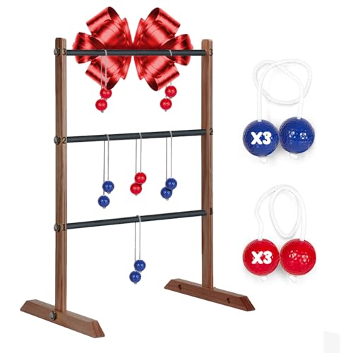 Ladder Toss® | Jeu d'Adresse en Bois pour Enfant & Adulte | 1 Echelle + 12 Bolas + 1 Housse de Protection | Jeux de Lancer | Jouet Exterieur Plein Air Outdoor Game | Balles Golf | OriginalCorner®